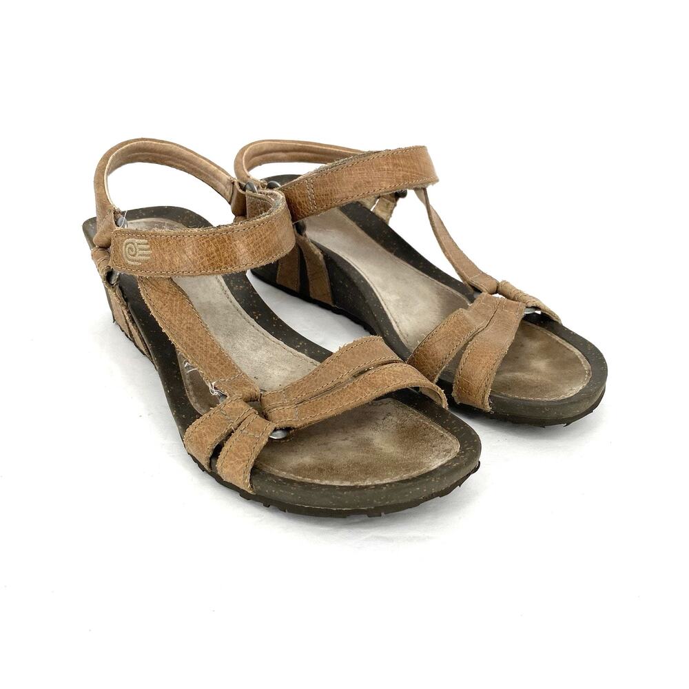 Teva Tan Suede Strappy Wedge Sandals